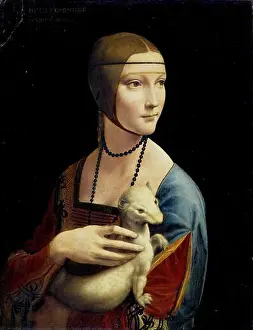 Leonardo Da Vinci Prints: Title: Lady with an Ermine Creator: Leonardo Da Vinci Date: 1490 Medium: oil on walnut panel Dimensions