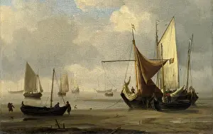1600 Prints: Full title: Small Dutch Vessels Aground at Low Water in a Calm Artist: Willem van de Velde Date made: about 1660
