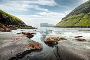 Tjornuvik beach on Streymoy island, Faroe Islands, Denmark. Landscape photography