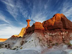 Toadstool Hoodoo amazing mushroom shaped rock in Utah desert, USA