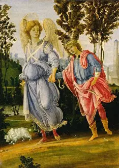 Religious Painting Prints: Tobias and Archangel Raphael 1482 by Filippino Lippi