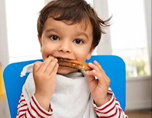 Toast Prints: Toddler eating a toast