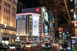 Street View Prints: Tokyo Ginza, night. View along street