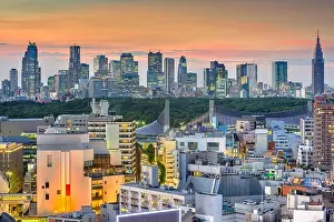 Tokyo, Japan city skyline over Shibuya towards Shinjuku Ward