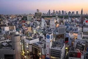 Images Dated 5th August 2015: Tokyo, Japan cityscape over the Shibuya district at twilight