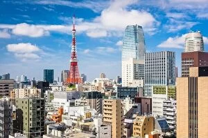 Images Dated 5th May 2017: Tokyo, Japan cityscape and tower from the Toranomon business district