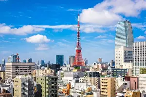 Tokyo, Japan cityscape and tower from the Toranomon business district