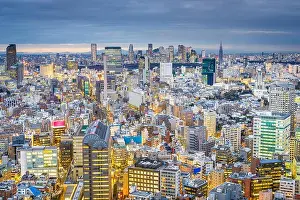 Tokyo, Japan cityscape view over the Ebisu District towards Shinjuku at dusk