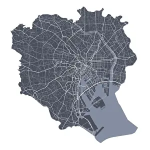 Tokyo City Prints: Tokyo map. Detailed vector map of Tokyo city administrative area