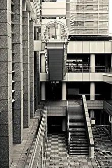 Stone Material Prints: Tokyo Street View Architecture with an atrium built in the late 1990s