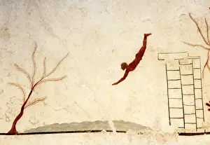 Genre Painting Prints: Tomb of the Diver in Paestum, Italy 470 BC by Ancient Greek Painting and Sculpture