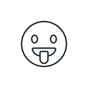 White Background Vector Vectors Prints: Tongue out emoji outline vector icon