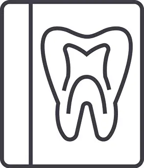 Dentist Prints: tooth record, medical dentist report vector line icon