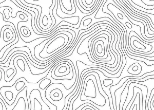 Topology Prints: Topographic map backdrop. Conditional geography scheme and the terrain path