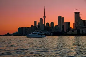 Center Tower Prints: Toronto city skyline silhouette background