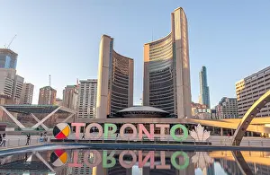 Toronto Prints: Toronto Skyline in Nathan Phillips Square