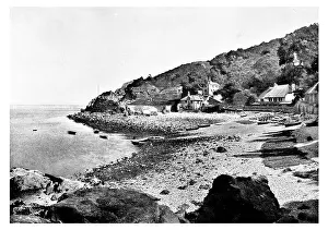 Old Fashioned Prints: Torquay Beach Babbacombe Oddicombe Torbay Devon England fishing seaside beach