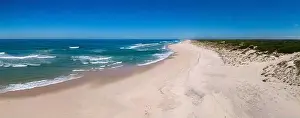 Aveiro Prints: Torreira beach in Murtosa, Aveiro - Portugal. Aerial view