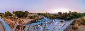 Toscane Italy August 2021, natural spa with waterfalls and hot springs at Saturnia thermal baths