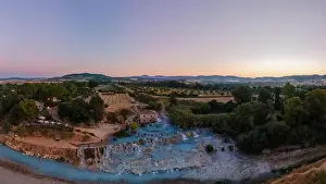 Springs Prints: Toscane Italy, natural spa with waterfalls and hot springs at Saturnia thermal baths