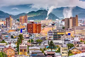 Tottori, Japan town skyline at dusk