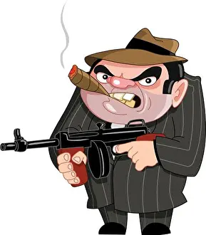 Mafia Prints: Tough gangster ready to shoot