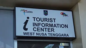 Point Of View Prints: Tourist information center sign at Lombok International Airport