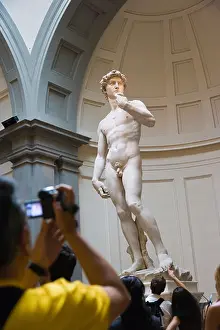 Sensuality Prints: Tourists admiring Michelangelo's David, Galleria dell'Accademia, Florence, Italy