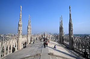 Citta Prints: Tourists on top of Milan Cathedral Duomo Milan Italy
