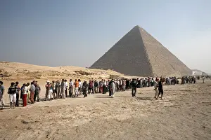 Queue Prints: Tourists queue outside the Pyramids of Giza, Cairo, Egypt