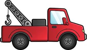 Tow Truck Prints: Tow Truck Cartoon Clipart Colored Illustration