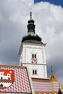 Zagreb Prints: Tower of St Marks Church. St Marks Square, Zagreb, Croatia, Eastern Europe
