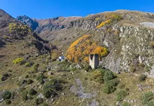 Ancient Fortress Prints: towers in the mountains of north ossetia. Mountains of the Caucasus