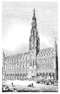 Sculpted Prints: Town Hall Hôtel de Ville City Brussels Gothic Grand Place Belgium