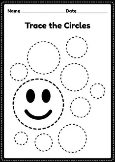 Trace Prints: Trace the circle worksheet for kindergarten
