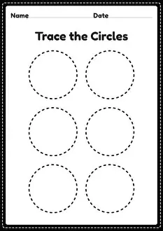 Practice Prints: Trace the circle worksheet for kindergarten