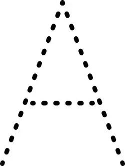 Kids Activities Prints: Tracing Alphabet letter A prewriting dotted line element for kindergarten