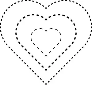 Broken Line Prints: Tracing heart shape symbol, dashed and dotted broken line element for preschool