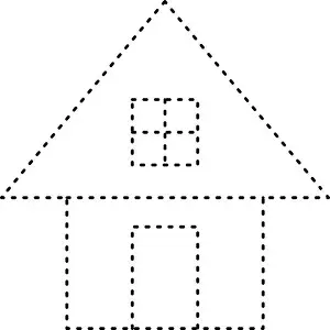 Tracing house dotted lines shape for preschool and kindergarten school kids worksheet element for drawing practice