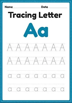Tracing Prints: Tracing letter a alphabet worksheet for kindergarten and preschool kids for handwriting practice