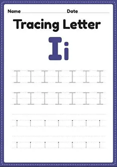 Tracing letter i alphabet worksheet for kindergarten and preschool kids for handwriting practice and educational activities in a printable page illust