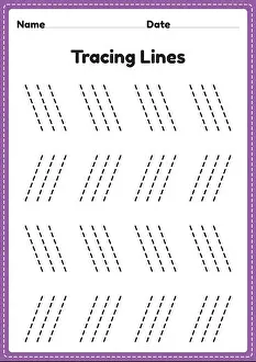 Tracing Prints: Tracing lines worksheet for kindergarten and preschool kids for educational activities in a printable illustration
