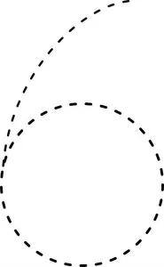 Educate Prints: Tracing number 6 prewriting dotted line math worksheet element for kindergarten