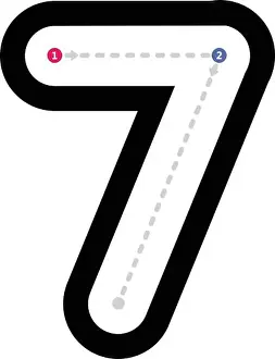 Home School Prints: Tracing number 7 prewriting dotted line math worksheet element for kindergarten