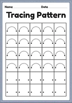 Trace Prints: Tracing pattern curve lines worksheet for kindergarten