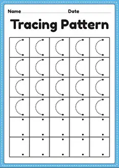 Home School Prints: Tracing pattern left curve lines worksheet for kindergarten