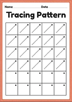 Home School Prints: Tracing pattern right slanting lines worksheet for kindergarten