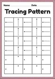 Trace Prints: Tracing pattern sleeping and standing lines worksheet for kindergarten