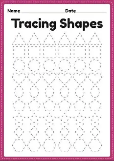 Rhombus Prints: Tracing shapes worksheet for kindergarten and preschool kids for handwriting practice