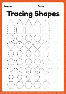 Tracing Prints: Tracing shapes worksheet for kindergarten and preschool kids for handwriting practice
